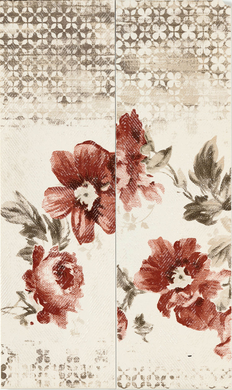 Placa decorativa Marazzi Chroma Decoro Flower Ivory Coral 11.5x38 cm M07L